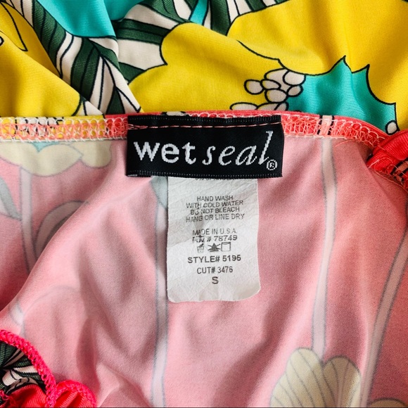 Wet Seal / Floral Tube Tank Top Pink Yellow Teal - Picture 6 of 8